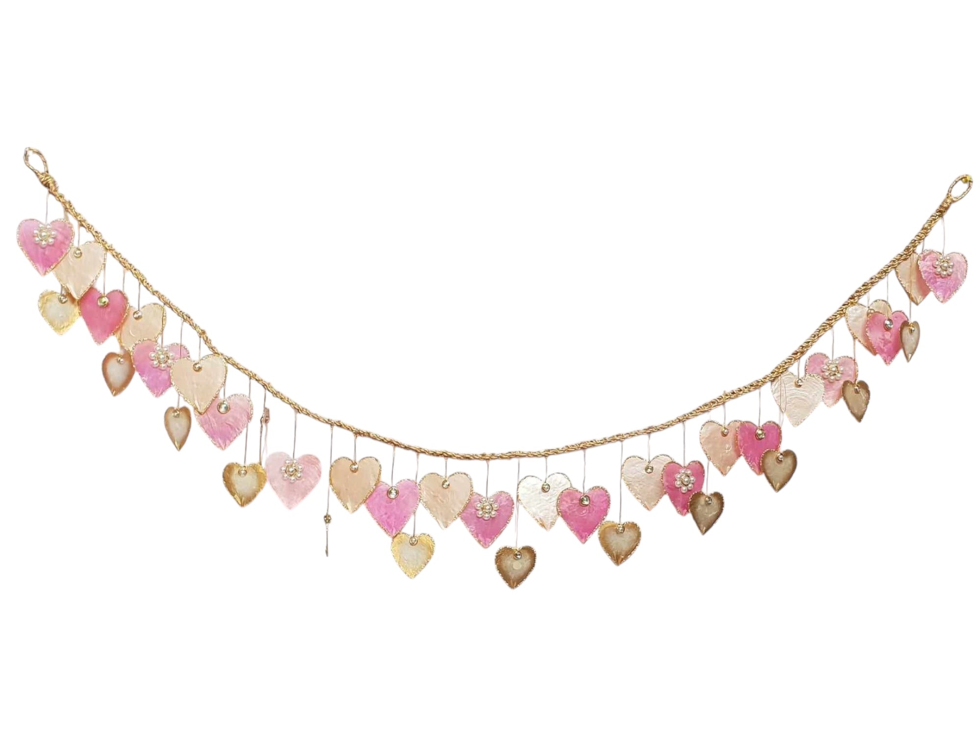 Jeweled Hearts Capiz Garland - Valentine's Day and Wedding Decor