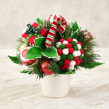 Handmade Peppermint Swirl Arrangement 11 inch, Red White Green Christmas Side Table Decor, Candy Themed Holiday Table Centerpiece, Festive Holiday Gift Decoration