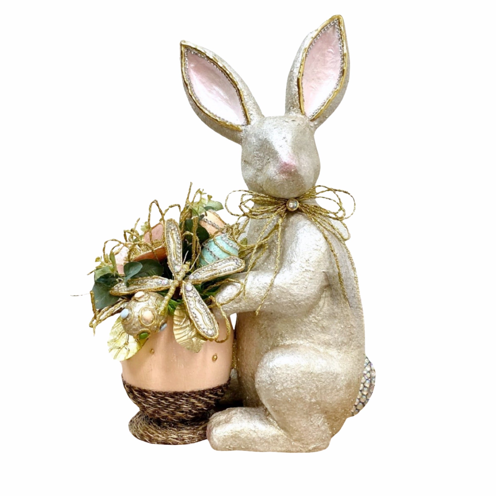 Easter Elegant Bunny with Floral Pot Handcrafted - HOLIDAY TREE ...