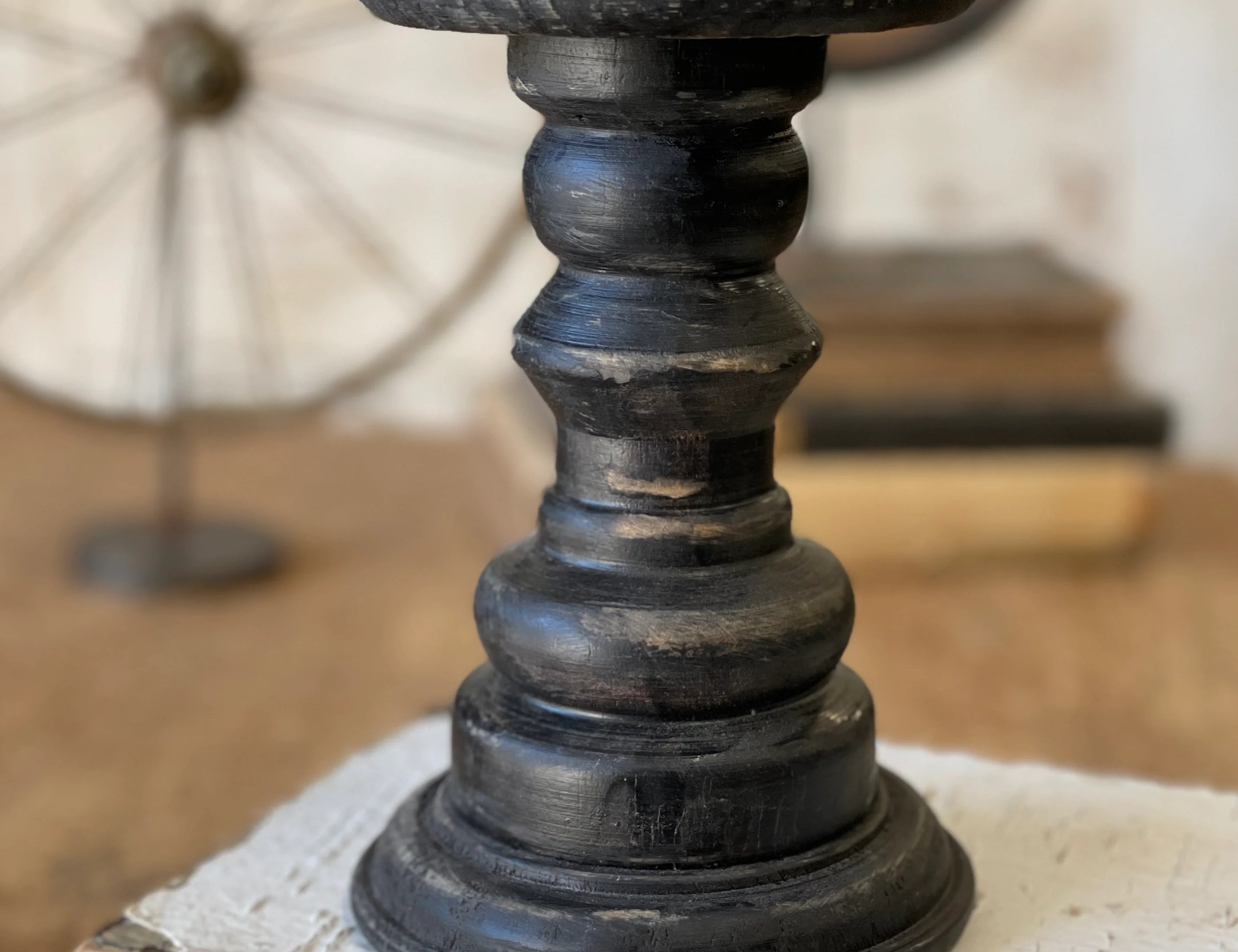 Rustic Charm Wood Pedestal Candle Holder / Stand