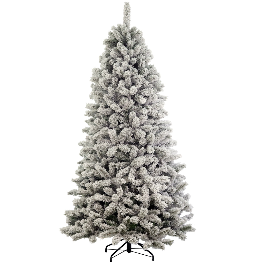 Flocked California Pine, Unlit (7.5')  Hinged Branches