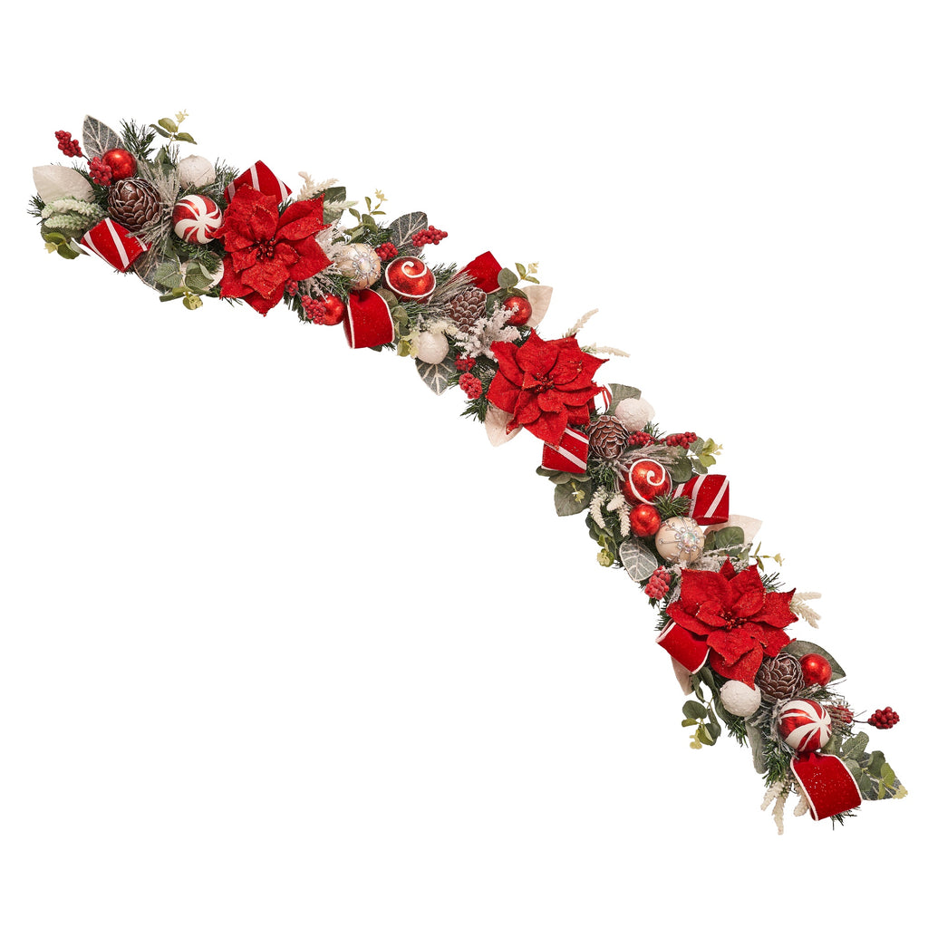 Frosted Red Poinsettia Garland