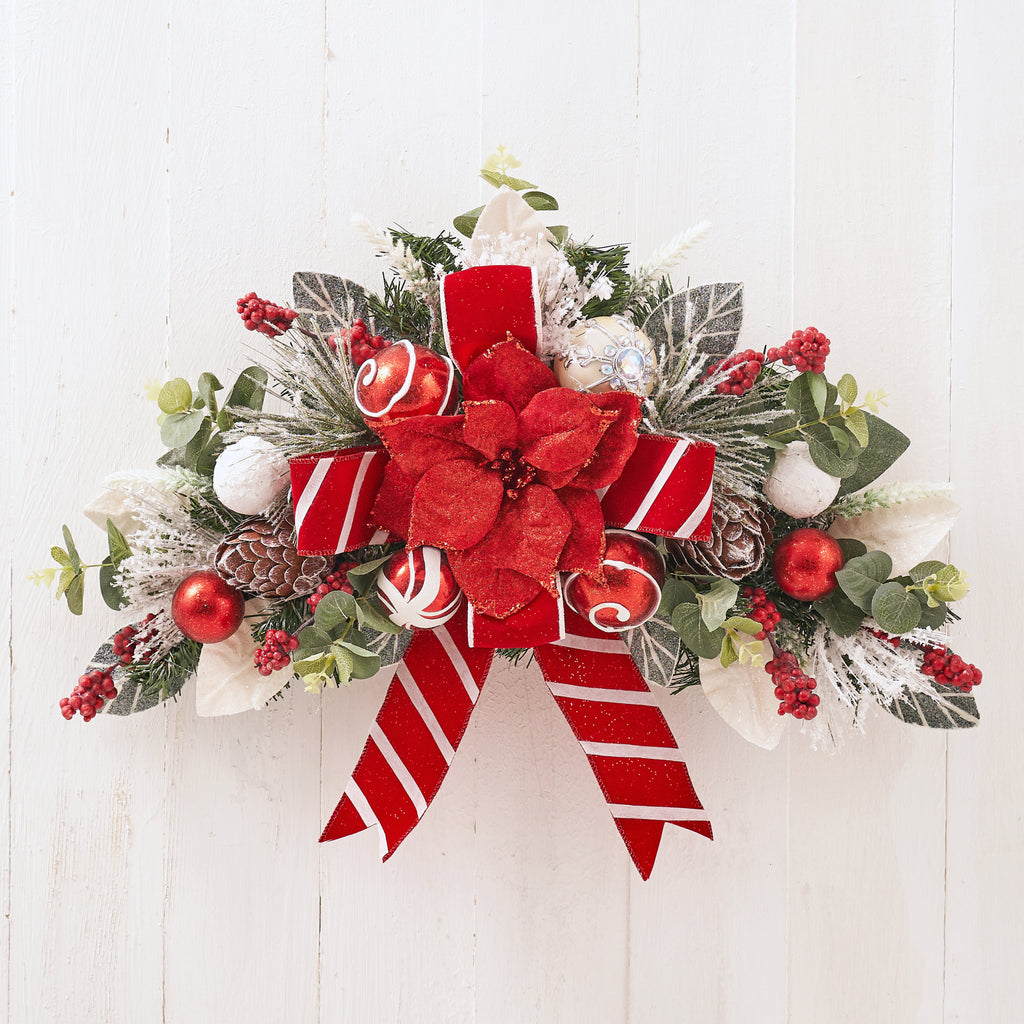 Frosted Red Poinsettia Swag