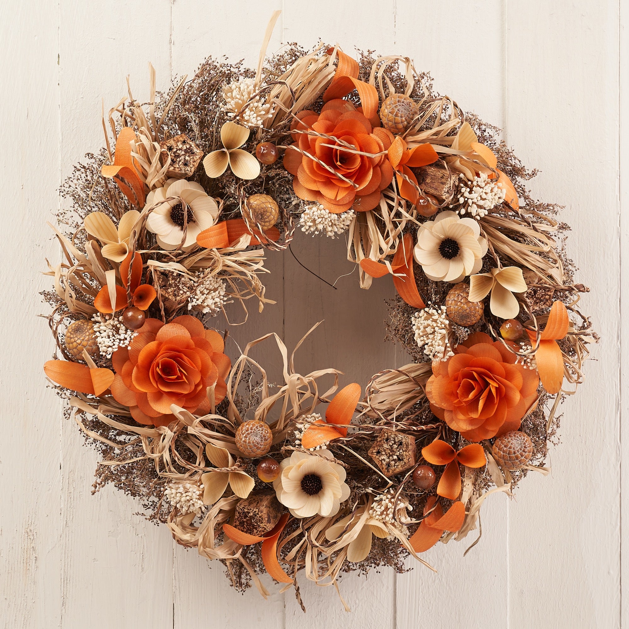 Fall Thanksgiving Harvest Wood Curl Wreath | Holiday Tree
