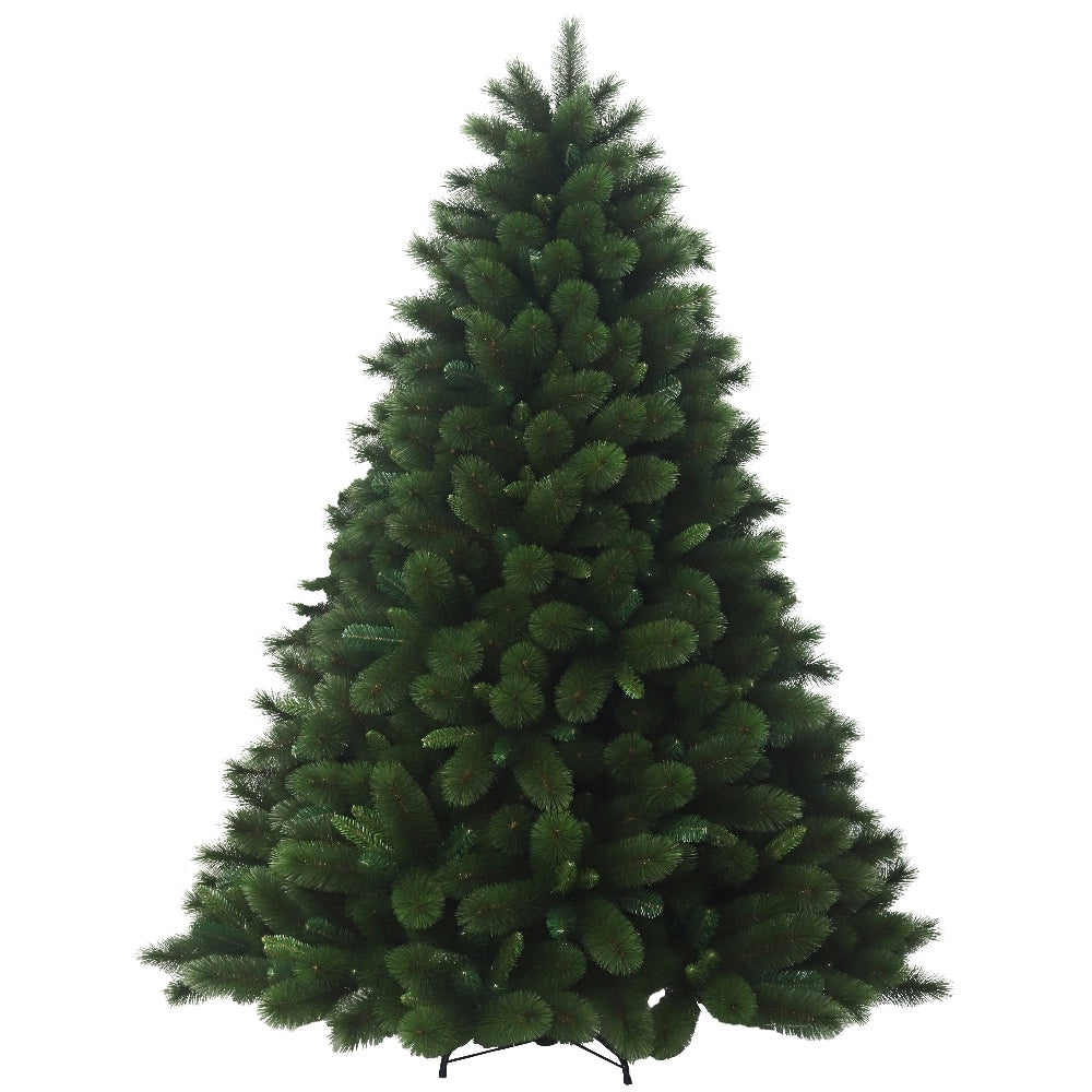 Hudson Pine, Unlit (7.5) Artificial Christmas Tree With Metal Stand - Hard Needle + Soft PVC Plastic For Full Appearance - 7.5 ft - Hook On Branches